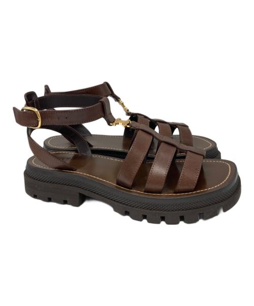 CELINE（セリーヌ）CELINE (セリーヌ) クレアトリオンフ グラディエーター チャンキーサンダル ブラウン サイズ:38の古着・服飾アイテム