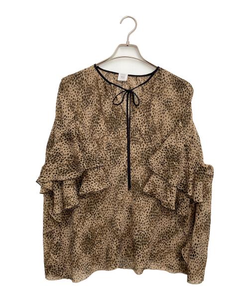 IENA LA BOUCLE（イエナ ラ ブークル）IENA LA BOUCLE (イエナ ラ ブークル) レオパードフリルスリーブブラウス ブラウン サイズ:Freeの古着・服飾アイテム
