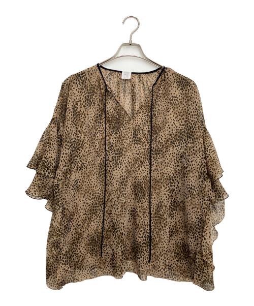 IENA LA BOUCLE（イエナ ラ ブークル）IENA LA BOUCLE (イエナ ラ ブークル) レオパードフリルスリーブブラウス ブラウン サイズ:Freeの古着・服飾アイテム