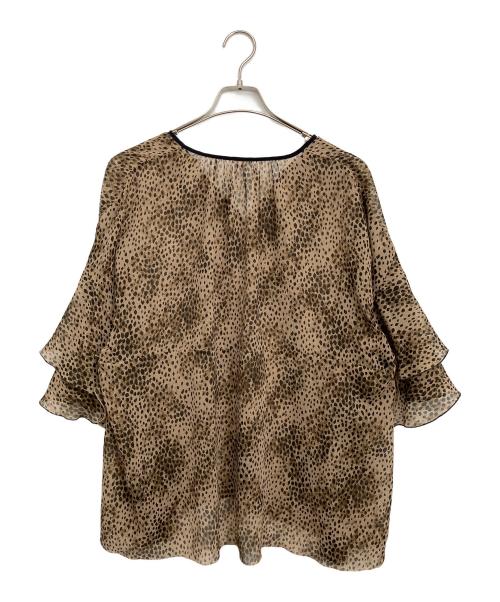 IENA LA BOUCLE（イエナ ラ ブークル）IENA LA BOUCLE (イエナ ラ ブークル) レオパードフリルスリーブブラウス ブラウン サイズ:Freeの古着・服飾アイテム