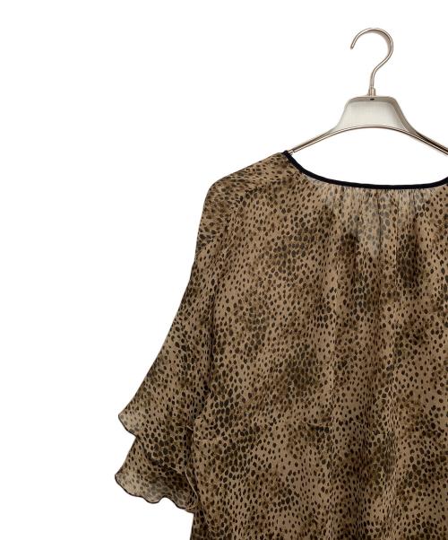 IENA LA BOUCLE（イエナ ラ ブークル）IENA LA BOUCLE (イエナ ラ ブークル) レオパードフリルスリーブブラウス ブラウン サイズ:Freeの古着・服飾アイテム
