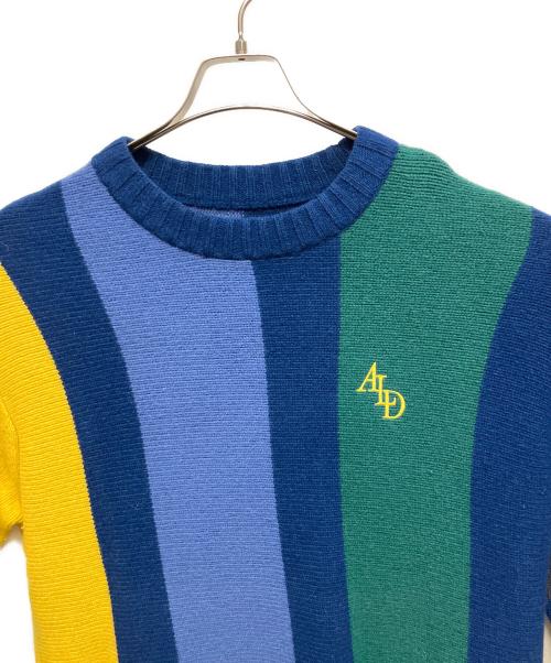 Aime Leon Dore（エメ レオン ドレ）Aime Leon Dore (エメ レオン ドレ) Vertical Stripe Knitted Sweat ブルー×イエロー サイズ:Lの古着・服飾アイテム