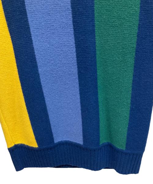 Aime Leon Dore（エメ レオン ドレ）Aime Leon Dore (エメ レオン ドレ) Vertical Stripe Knitted Sweat ブルー×イエロー サイズ:Lの古着・服飾アイテム