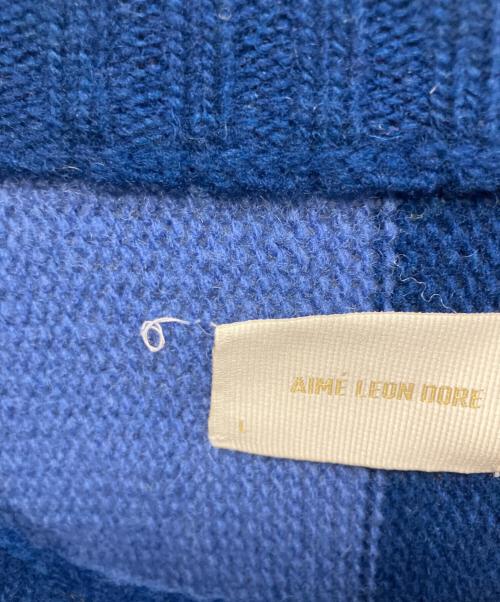 Aime Leon Dore（エメ レオン ドレ）Aime Leon Dore (エメ レオン ドレ) Vertical Stripe Knitted Sweat ブルー×イエロー サイズ:Lの古着・服飾アイテム