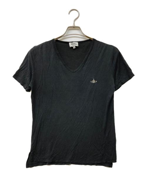 Vivienne Westwood man（ヴィヴィアン ウェストウッド マン）Vivienne Westwood man (ヴィヴィアン ウェストウッド マン) オーブ刺繍Vネックカットソー ブラック サイズ:44の古着・服飾アイテム
