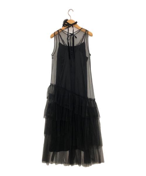 FRAY ID（フレイ アイディー）FRAY ID (フレイ アイディー) チュールレイヤーティアードドレス ブラック サイズ:SIZE1の古着・服飾アイテム