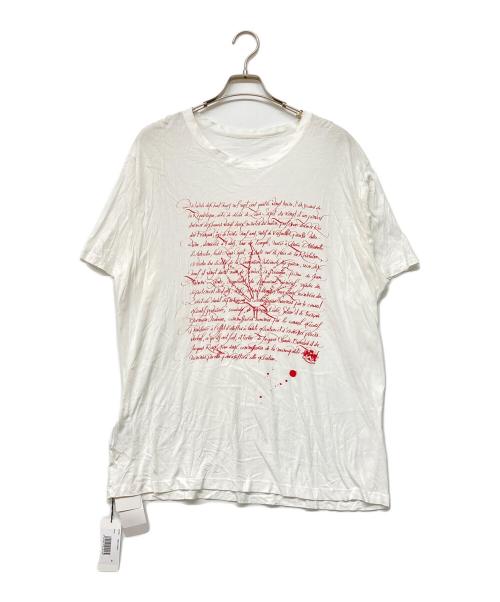 lucien pellat-finet（ルシアン・ペラフィネ）lucien pellat-finet (ルシアン・ペラフィネ) Nicolas Ouchenir メッセージTシャツ ホワイト×レッド サイズ:XLの古着・服飾アイテム
