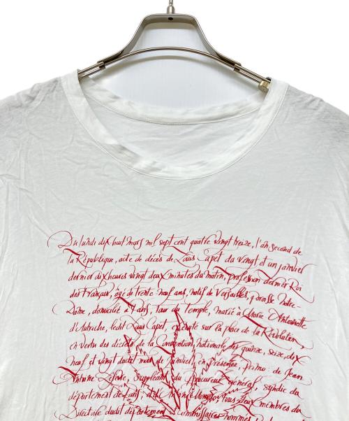 lucien pellat-finet（ルシアン・ペラフィネ）lucien pellat-finet (ルシアン・ペラフィネ) Nicolas Ouchenir メッセージTシャツ ホワイト×レッド サイズ:XLの古着・服飾アイテム