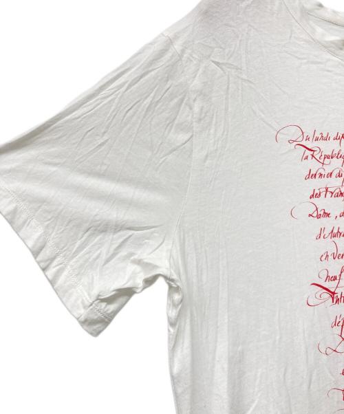 lucien pellat-finet（ルシアン・ペラフィネ）lucien pellat-finet (ルシアン・ペラフィネ) Nicolas Ouchenir メッセージTシャツ ホワイト×レッド サイズ:XLの古着・服飾アイテム