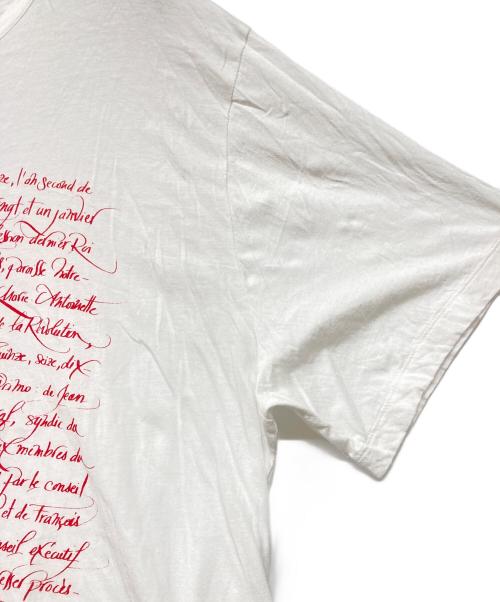 lucien pellat-finet（ルシアン・ペラフィネ）lucien pellat-finet (ルシアン・ペラフィネ) Nicolas Ouchenir メッセージTシャツ ホワイト×レッド サイズ:XLの古着・服飾アイテム