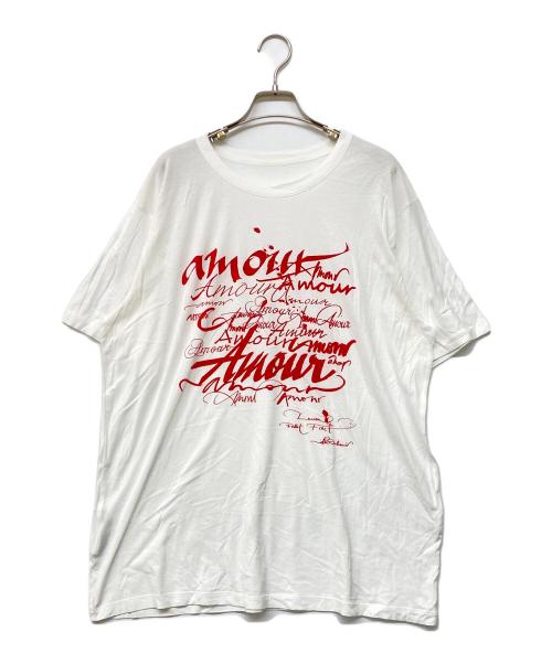 lucien pellat-finet（ルシアン・ペラフィネ）lucien pellat-finet (ルシアン・ペラフィネ) Nicolas Ouchenir プリントTシャツ ホワイト×レッド サイズ:XLの古着・服飾アイテム