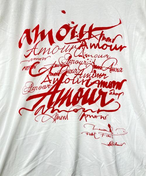 lucien pellat-finet（ルシアン・ペラフィネ）lucien pellat-finet (ルシアン・ペラフィネ) Nicolas Ouchenir プリントTシャツ ホワイト×レッド サイズ:XLの古着・服飾アイテム