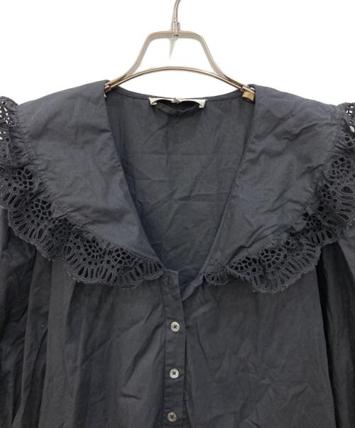 sea NEW YORK（シー ニューヨーク）Sea NEW YORK (シー ニューヨーク) レースラウンドカラー シャツワンピース ブラック サイズ:XSの古着・服飾アイテム