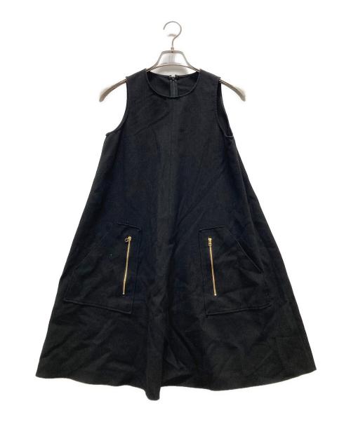 ESTNATION（エストネーション）ESTNATION (エストネーション) ZIPポケットリネンミニワンピース ブラック サイズ:36の古着・服飾アイテム