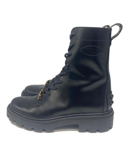 TOD'S（トッズ）TOD'S (トッズ) レザー コンバット ブーツ ブラック サイズ:36 1/2の古着・服飾アイテム