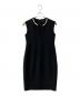 YOKO CHAN（ヨーコチャン）の古着「パールスリットネックノースリーブワンピース」｜ブラック