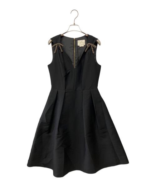 Kate Spade（ケイトスペード）Kate Spade (ケイトスペード) ラインストーンリボン付ワンピース ブラック サイズ:4の古着・服飾アイテム