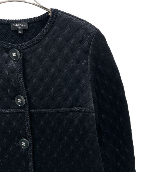CHANEL（シャネル）CHANEL (シャネル) ココボタンノーカラージャケット ブラック サイズ:36の古着・服飾アイテム