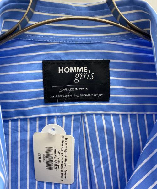 HOMME girls（オムガールズ）HOMME girls (オムガールズ) クロップドストライプシャツ ブルー サイズ:M 未使用品の古着・服飾アイテム