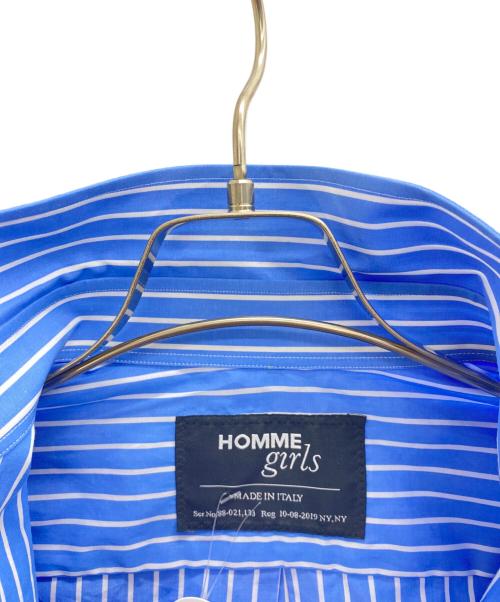 HOMME girls（オムガールズ）HOMME girls (オムガールズ) クロップドストライプシャツ ブルー サイズ:M 未使用品の古着・服飾アイテム