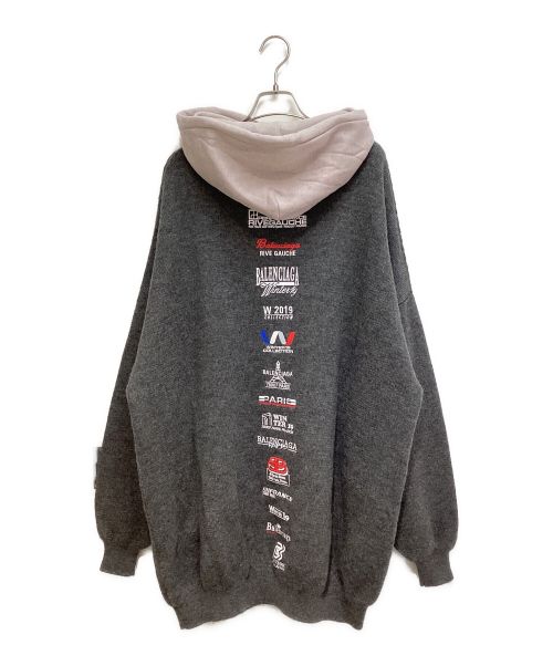 BALENCIAGA（バレンシアガ）BALENCIAGA (バレンシアガ) Embroidered Knitwear Hoodie(エンブロイダードニットウェアフーディ) グレー サイズ:Sの古着・服飾アイテム