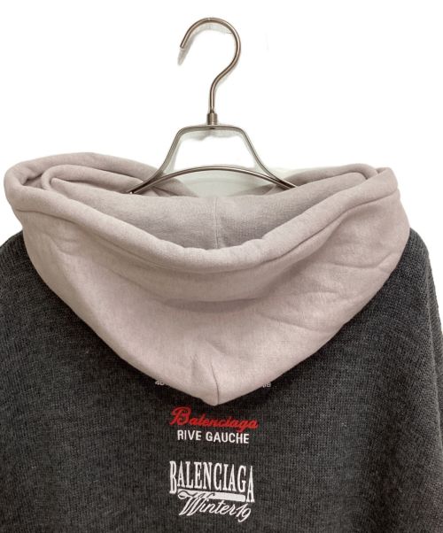 BALENCIAGA（バレンシアガ）BALENCIAGA (バレンシアガ) Embroidered Knitwear Hoodie(エンブロイダードニットウェアフーディ) グレー サイズ:Sの古着・服飾アイテム