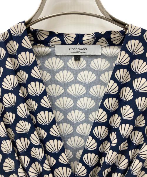 CORCOVADO（コルコバード）CORCOVADO (コルコバード) 総柄ジャージーワンピース ネイビー サイズ:Sの古着・服飾アイテム