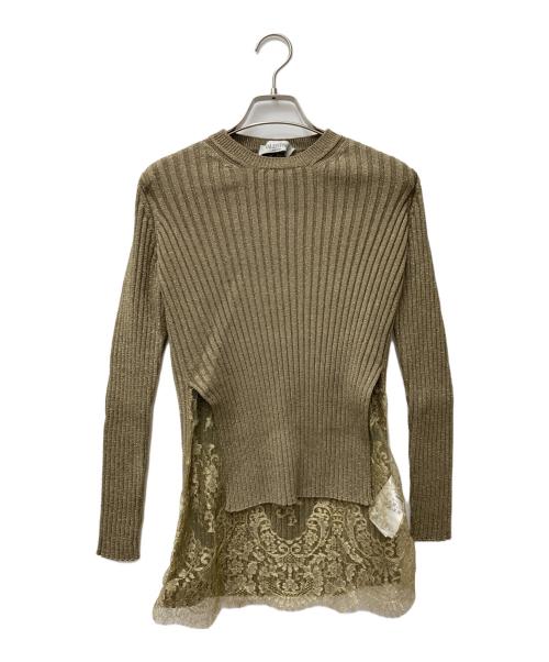 VALENTINO（ヴァレンティノ）VALENTINO (ヴァレンティノ) レース切替ニット JB0KC08X29Q ゴールド サイズ:Mの古着・服飾アイテム