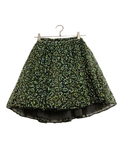 FENDI（フェンディ）FENDI (フェンディ) レースミニスカート ブラック×グリーン サイズ:38の古着・服飾アイテム