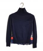 sacaiサカイ）の古着「プリーツ切替ニット」｜ネイビー