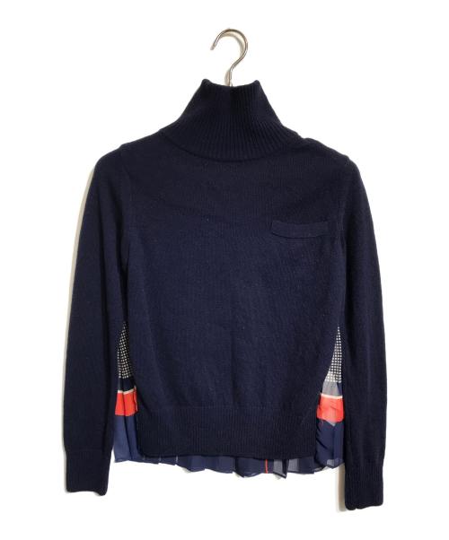 sacai（サカイ）sacai (サカイ) プリーツ切替ニット ネイビー サイズ:1の古着・服飾アイテム