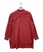 SCYEサイ）の古着「コットンリネンバンドカラーシャツ」｜レッド