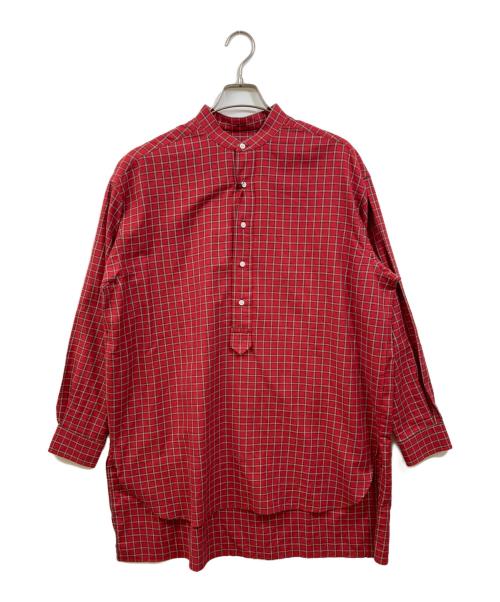 SCYE（サイ）SCYE (サイ) コットンリネンバンドカラーシャツ レッド サイズ:36の古着・服飾アイテム