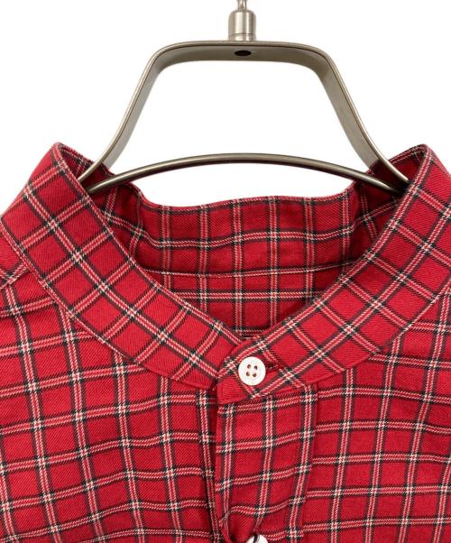 SCYE（サイ）SCYE (サイ) コットンリネンバンドカラーシャツ レッド サイズ:36の古着・服飾アイテム