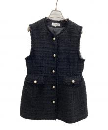 ARPEGE STORY（アルページュストーリー）の古着「パールボタンツイードペプラムジレ」｜ブラック