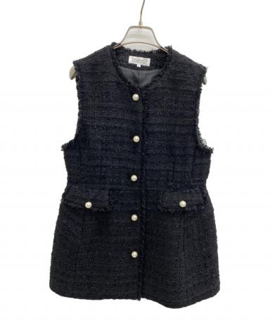 新品　Arpege story パールボタンツイードペプラムジレ　ホワイト Arpege Story パールボタンツイードペプラムジレ 白 S - メルカリ