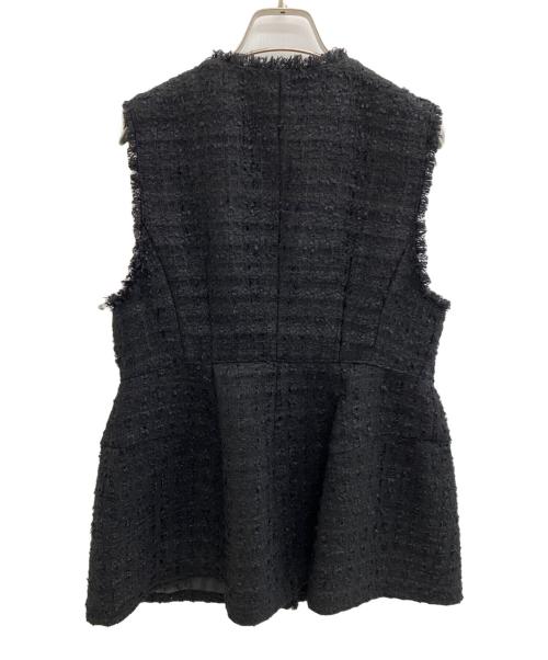 ARPEGE STORY（アルページュストーリー）ARPEGE STORY (アルページュストーリー) パールボタンツイードペプラムジレ ブラック サイズ:2の古着・服飾アイテム