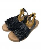 BALENCIAGAバレンシアガ）の古着「パテントレザータッセルチェーントラックフラットサンダル」｜ブラック