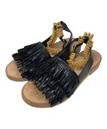 BALENCIAGA（バレンシアガ）の古着「パテントレザータッセルチェーントラックフラットサンダル」｜ブラック