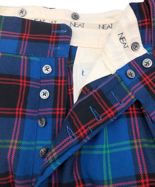 NEAT（ニート）NEAT (ニート) WOOL MULTI CHECK PANTS ブルー サイズ:Lの古着・服飾アイテム