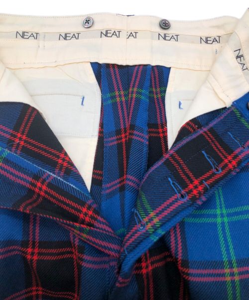 NEAT（ニート）NEAT (ニート) WOOL MULTI CHECK PANTS ブルー サイズ:Lの古着・服飾アイテム