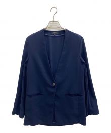 theory（セオリー）の古着「Powder Crepe CL Collarless JK」｜ネイビー