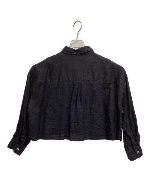 journal standard L'essage（ジャーナルスタンダード レサージュ）journal standard L'essage (ジャーナルスタンダード レサージュ) フレンチリネン ショートシャツ ブラック サイズ:Ｆの古着・服飾アイテム
