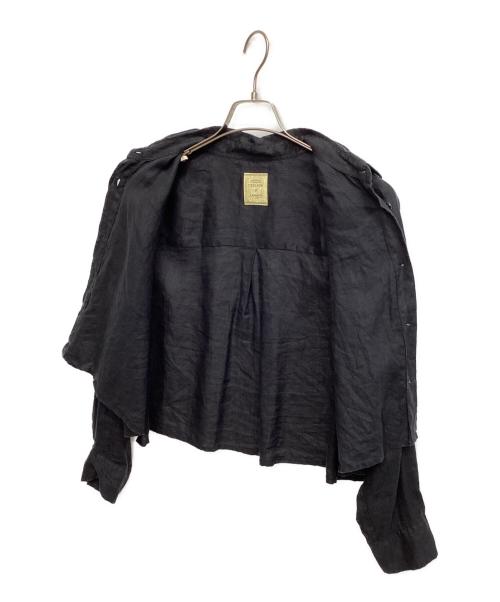 journal standard L'essage（ジャーナルスタンダード レサージュ）journal standard L'essage (ジャーナルスタンダード レサージュ) フレンチリネン ショートシャツ ブラック サイズ:Ｆの古着・服飾アイテム