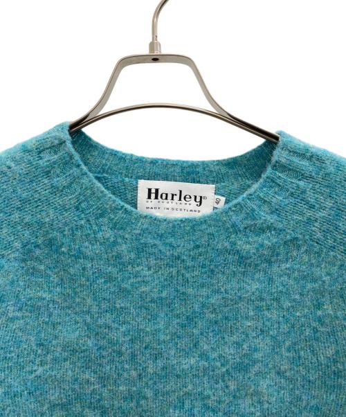 Harley of SCOTLAND（ハーレーオブスコットランド）Harley of SCOTLAND (ハーレーオブスコットランド) Saddle Shoulder Crew Neck Sweater ブルー サイズ:40の古着・服飾アイテム