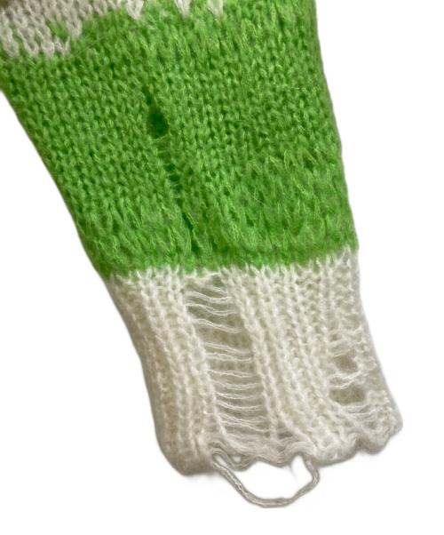 Acne studios（アクネ ストゥディオズ）Acne studios (アクネ ストゥディオス) ダメージドストライプニット ホワイト サイズ:Sの古着・服飾アイテム