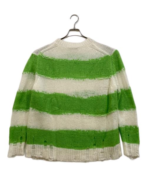 Acne studios（アクネ ストゥディオズ）Acne studios (アクネ ストゥディオス) ダメージドストライプニット ホワイト サイズ:Sの古着・服飾アイテム