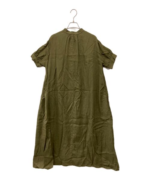 fog linen work（フォグリネンワーク）fog linen work (フォグリネンワーク) リネンバンドカラーワンピース オリーブ サイズ:Fの古着・服飾アイテム