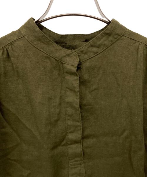 fog linen work（フォグリネンワーク）fog linen work (フォグリネンワーク) リネンバンドカラーワンピース オリーブ サイズ:Fの古着・服飾アイテム