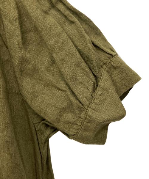 fog linen work（フォグリネンワーク）fog linen work (フォグリネンワーク) リネンバンドカラーワンピース オリーブ サイズ:Fの古着・服飾アイテム